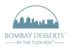 Logo for Bombay Desserts by The Tuck Box, featuring a minimalist skyline silhouette and elegant typography in teal.